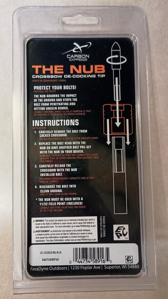 CARBON EXPRESS The Nub Crossbow De-Cocking Tip Point Hunting