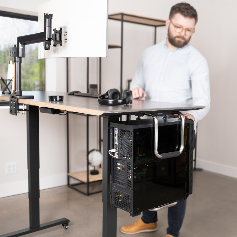 VIVO Heavy Duty Adjustable Under-Desk PC Mount | Computer Case Holder