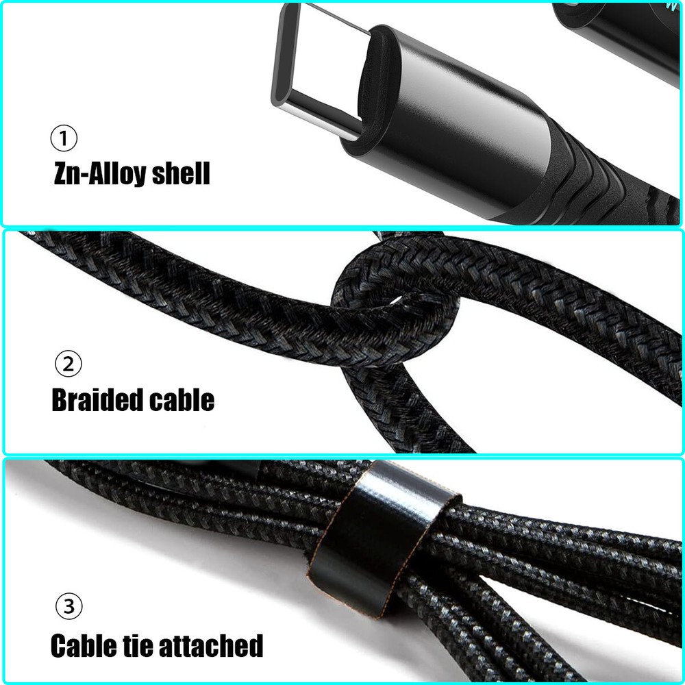USB-C to USB-C Cable 100W Fast Charger Type-C Charging Data Cord LED Display