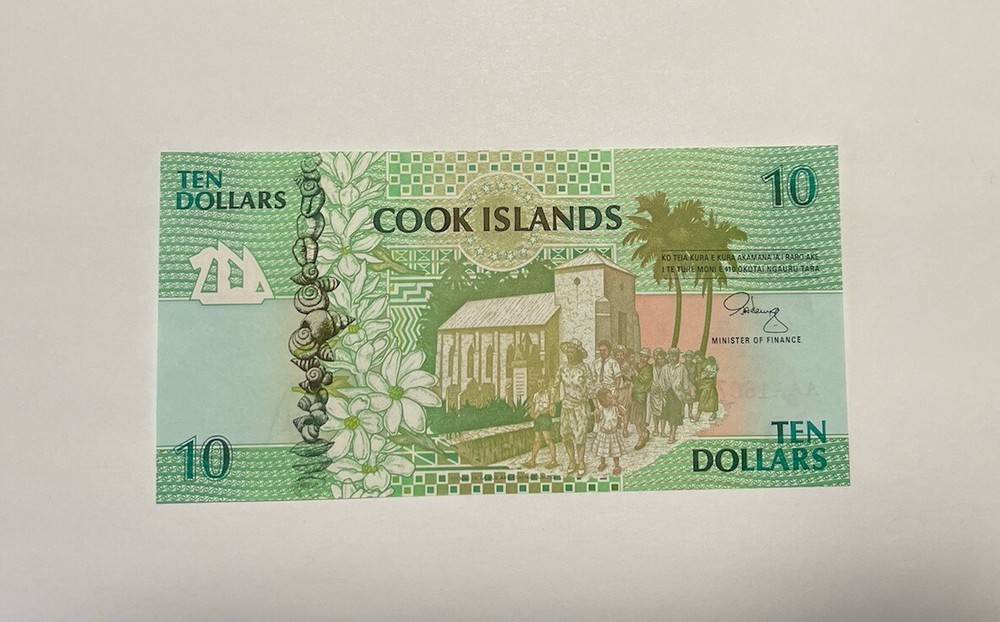 Cook Islands 10 Dollars 1992 P-8 Pre-Fix AAA UNC