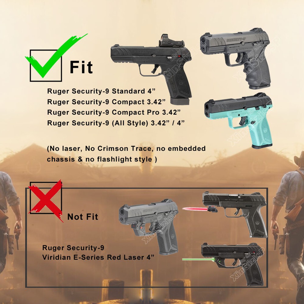 OWB Holster For Ruger Security 380 Security-9 Standard Compact Pro 3.42” 4” Case