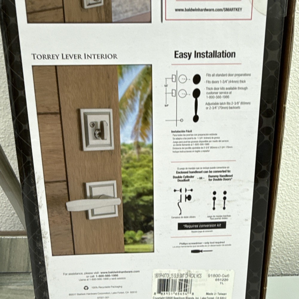 Baldwin 180TPHXTOL-SLB Entry Door Lock