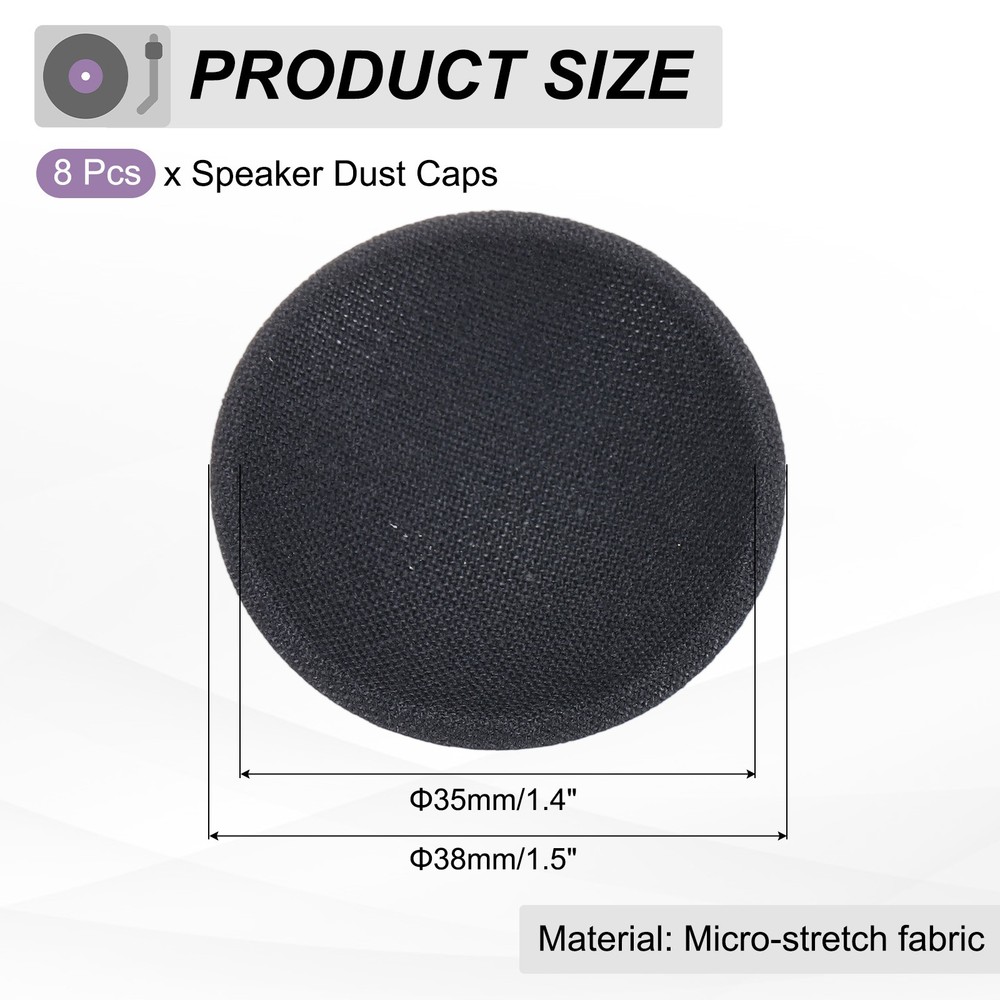 8 Pcs Speaker Dust Cap 38mm/1.5" Outer Diameter Oiled Cloth Cap