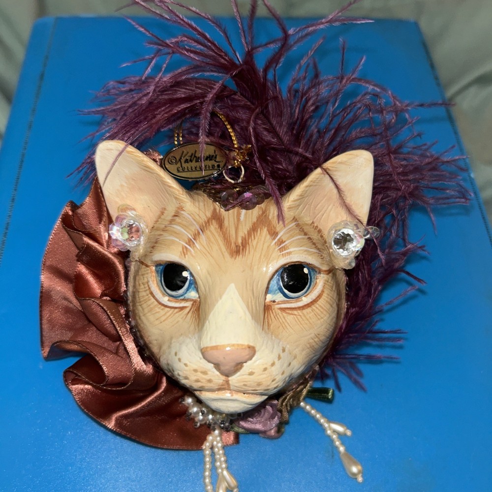 Katherine's Collection Wayne Kelski Cat Face/Head Ornament Sequins