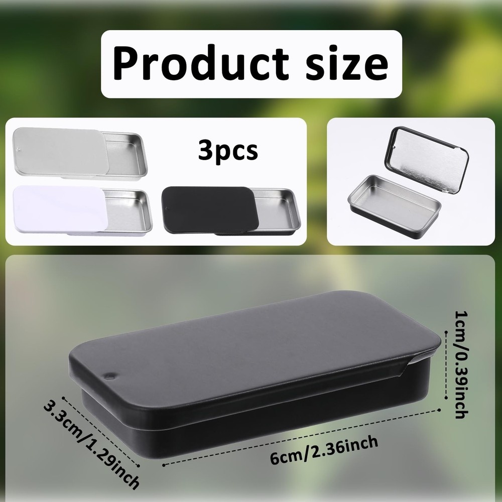 Mini caja de lata de metal portátil, rectangular, vacía, con bisagras