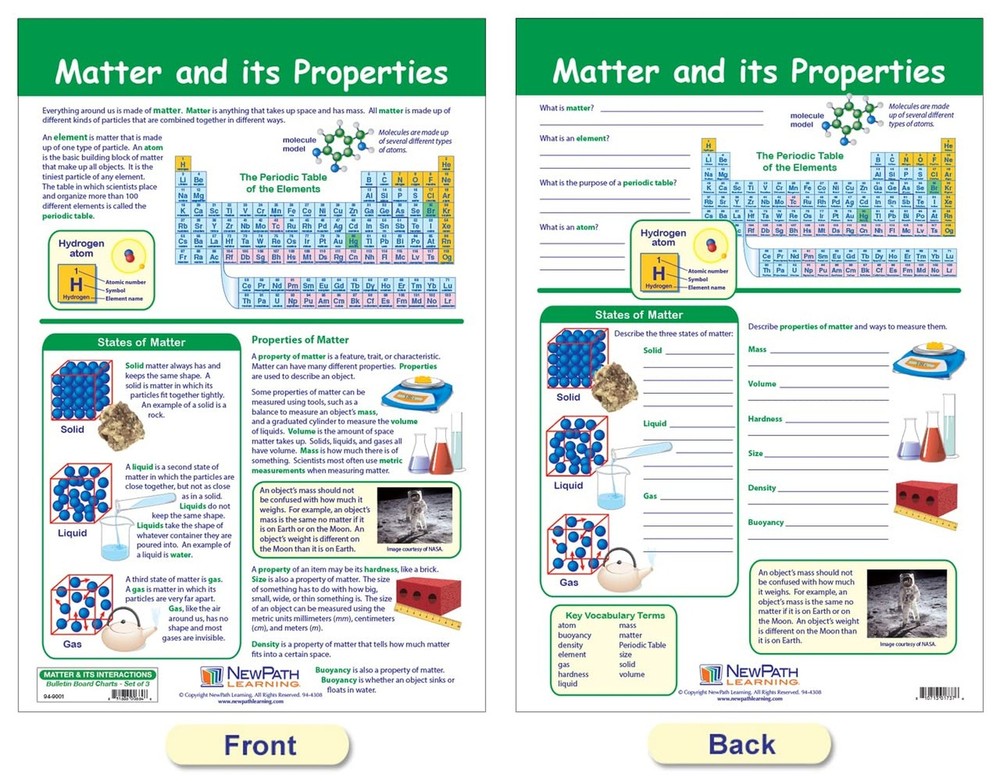 NewPath Learning Matter & Interaction Bulletin Board Charts, Set/3 - Laminate...
