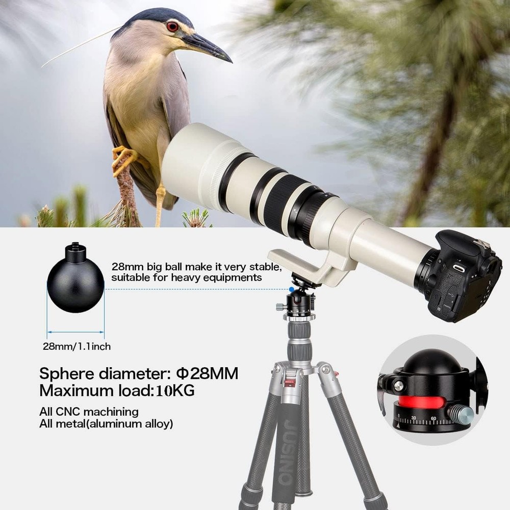 Koolehaoda Tripod Head Mini Ball Head Camera 360° Panoramic Head