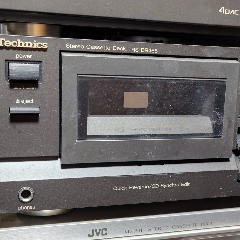 Technics RS-BR465 Stereo Cassette Deck Black Quick Reverse Auto Reverse
