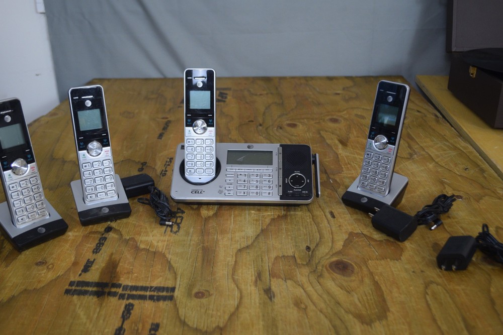 AT&T Cordless Phone System Silver 4 Handsets CLP99387 Answer Machine Bluetooth
