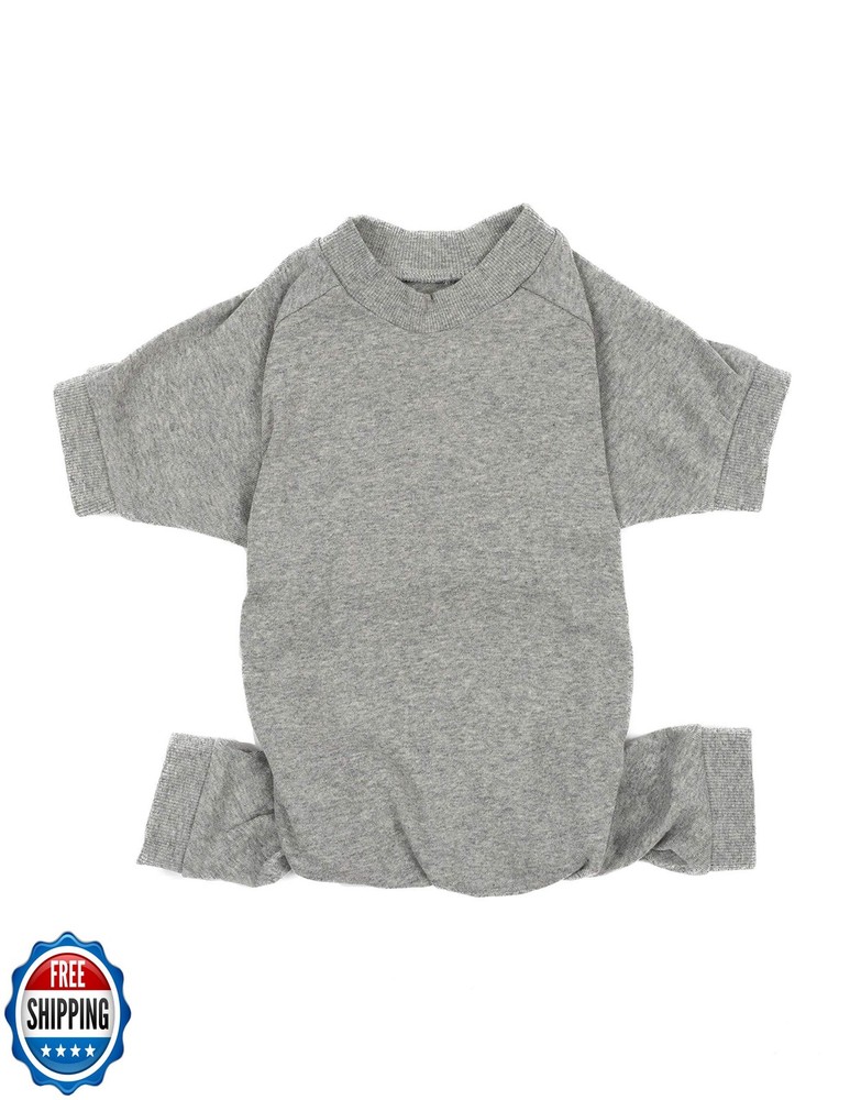 Leveret Dog Pajamas 100% Cotton Solid Light Grey S