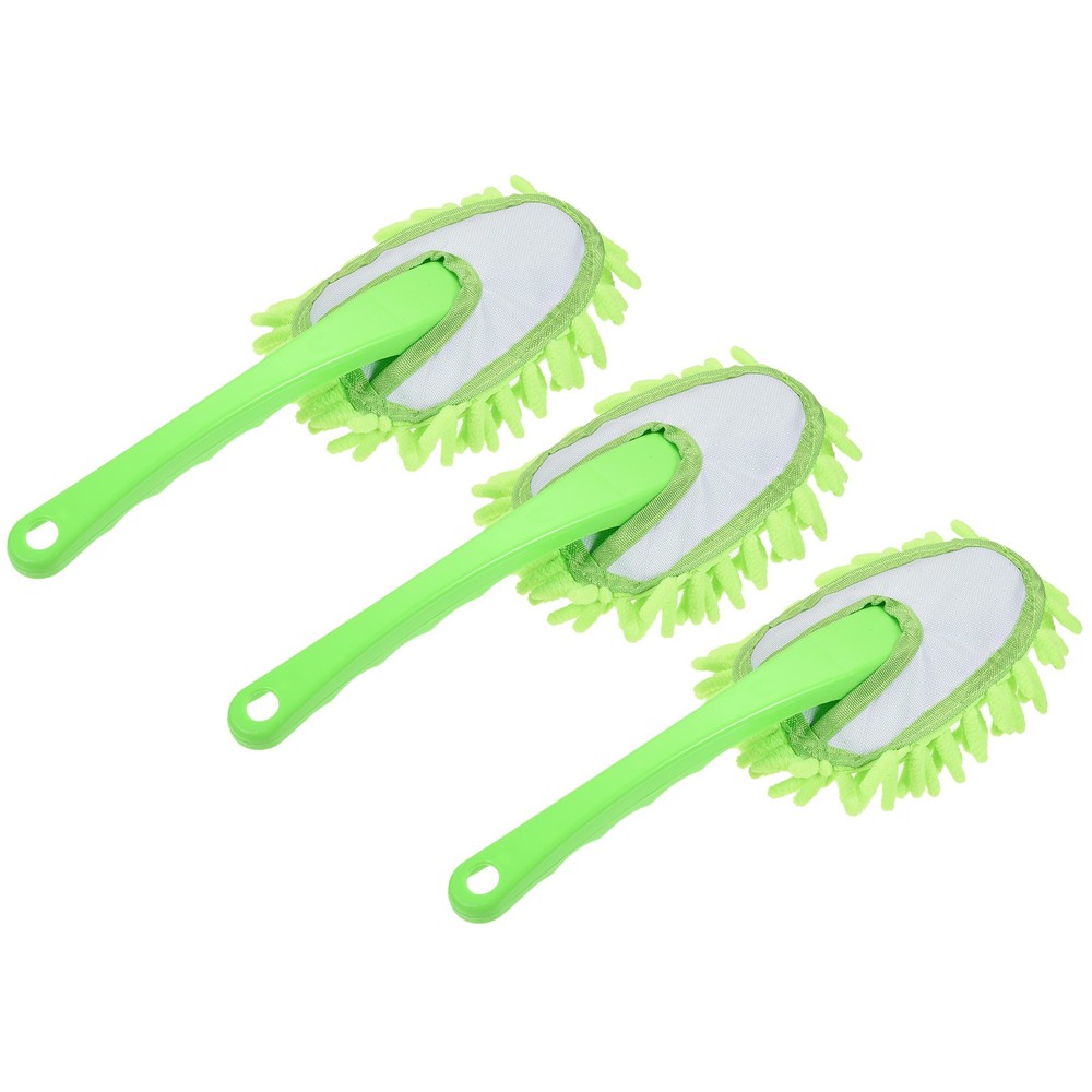 3Pcs Microfiber Chenille Duster Washable Cleaning Brush Dusting Tool Green