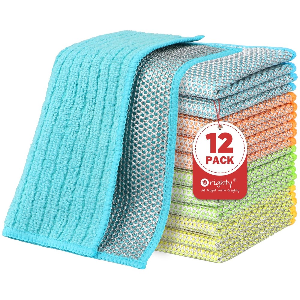 Multipurpose Wire Dishwashing Rag 12 Pcs, Upgraded Double-Layer Non-Scratch W...