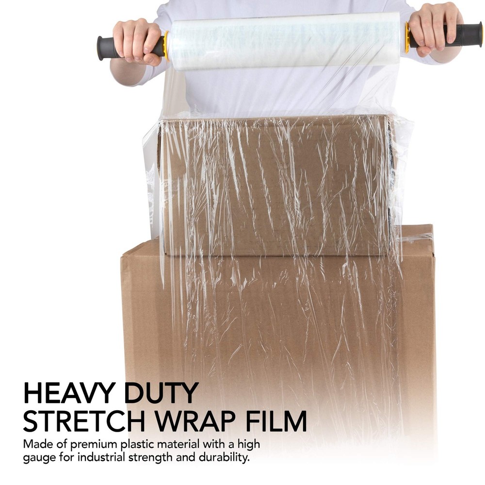 Clear Stretch Wrap Roll with Handles 2 Rolls 2000 Feet 15 Inch Heavy