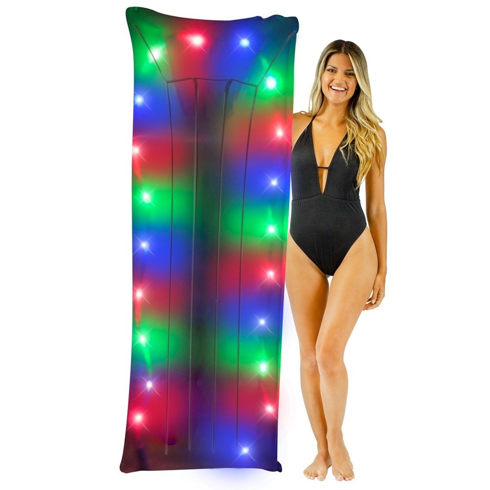 ILLUMINATED PILLOW RAFT Pool Float LED lights up Lounge Raft Pool Candy
