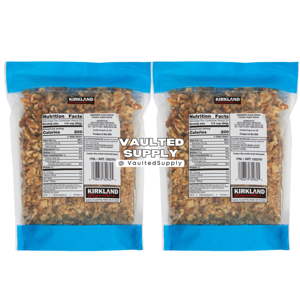 Kirkland Organic Walnuts 2 Pack Unsalted Baking Nuts 3.4 lbs Total