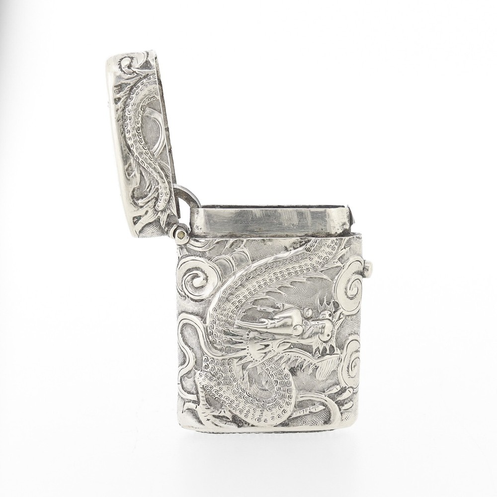 Antique Wang Hing Chinese Export Silver Vesta or Matchsafe