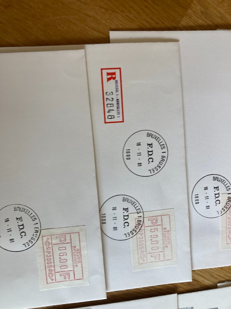 Belgium 10 FDC covers all frama label types