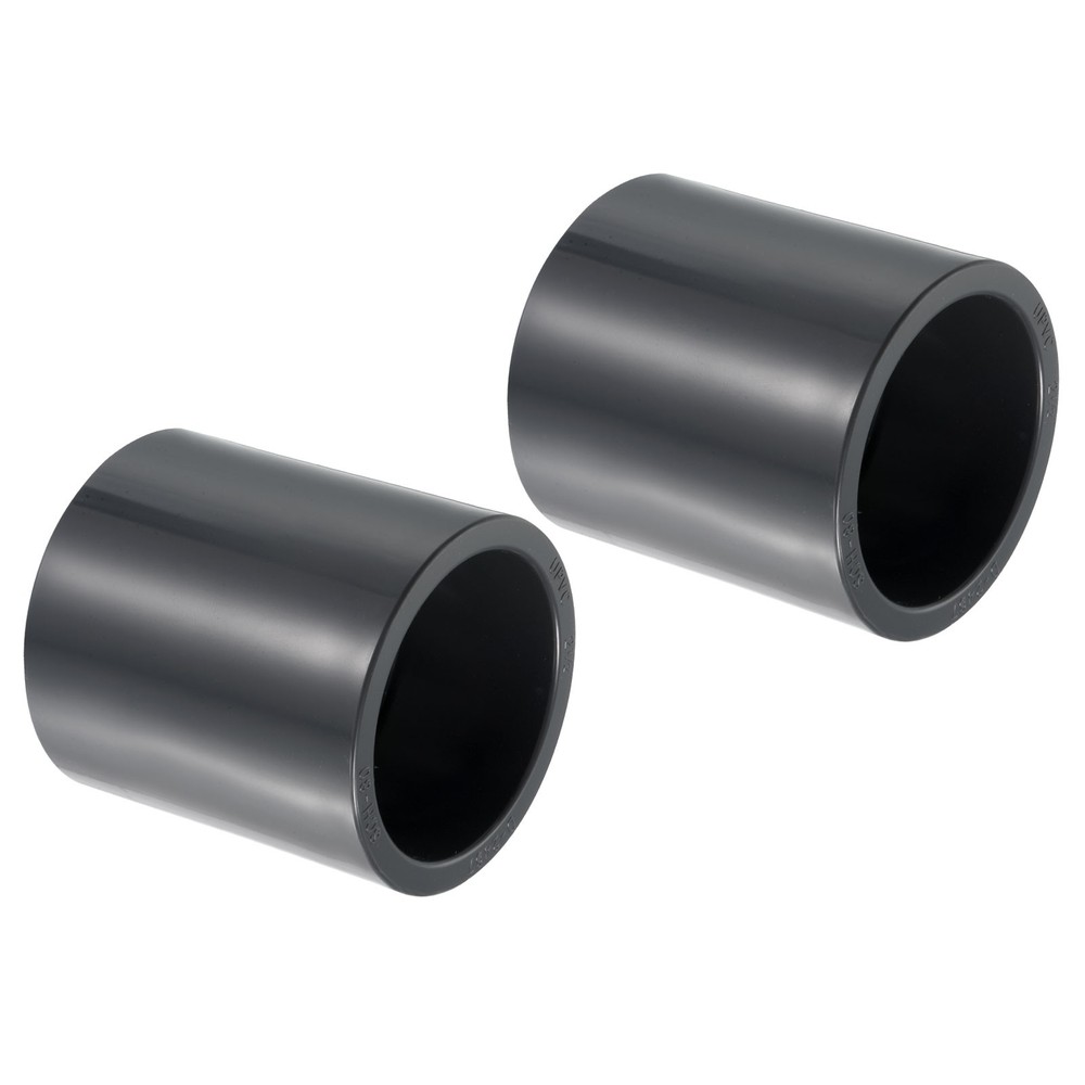2pcs 2-1/2" Socket SCH80 UPVC Pipe Fitting Straight Coupling Connector, Grey