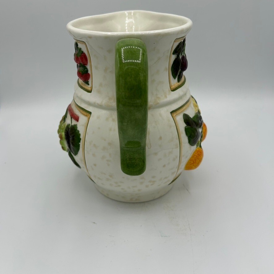 Vintage 01 Ceramic Pitcher Embossed Fruit Design Decorative Kitchen Decor Cream
