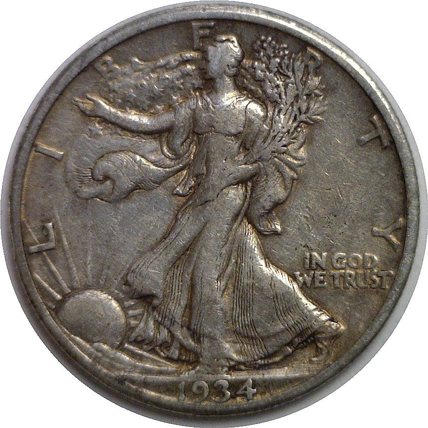 1934-S 50C Walking Liberty Half Dollar Silver VF