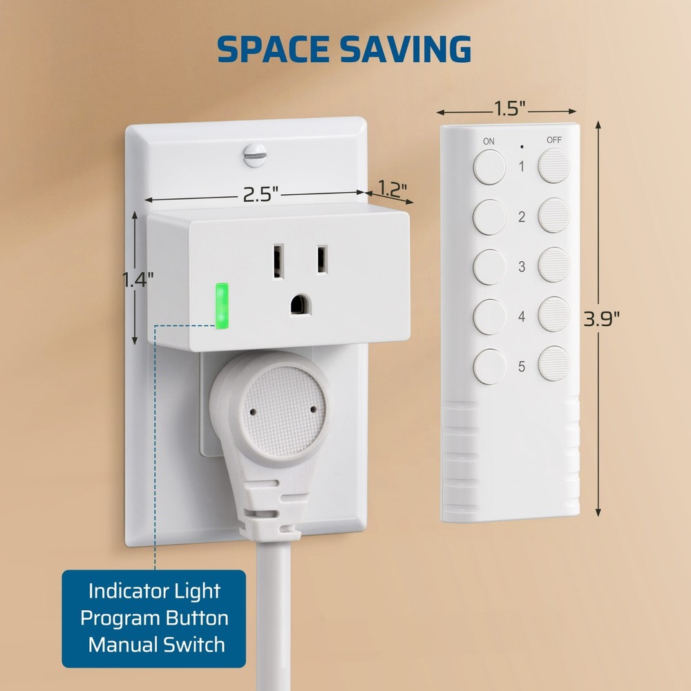 200FT Range Remote Control Outlet, No Interference Strong Signal,Indoor Wireless