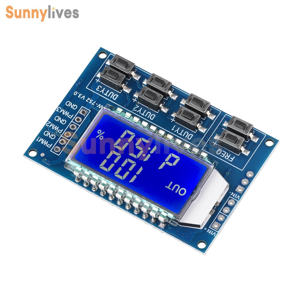 3-Channel Signal Generator PWM Pulse Wave Frequency Duty Cycle Adjustable Module