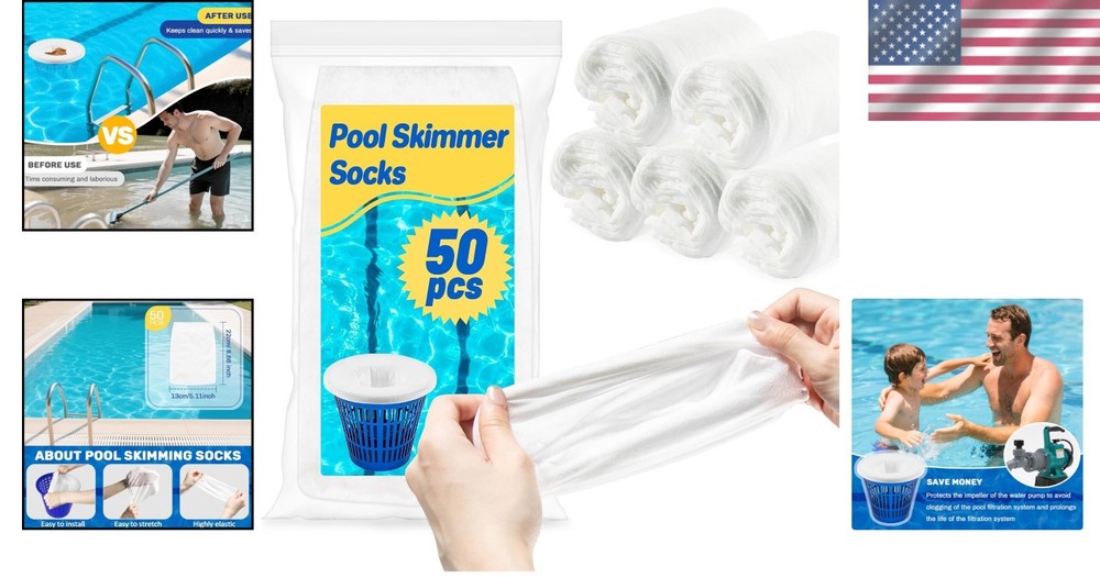 Durable 50PCS Nylon Pool Socks - Efficient Debris Filtration for Clean Pools