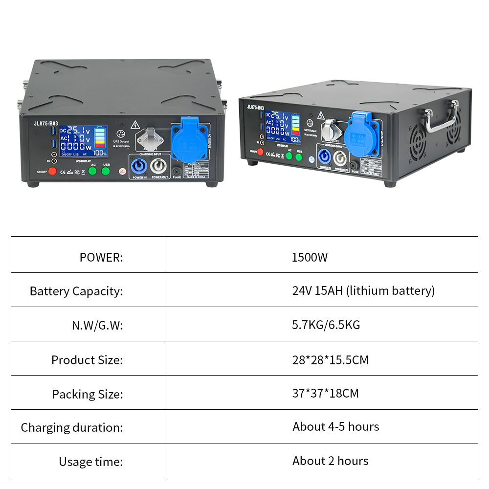 2pack 1500W Black Powered Base Cold Spark Machine Battery Pack with Flight Case