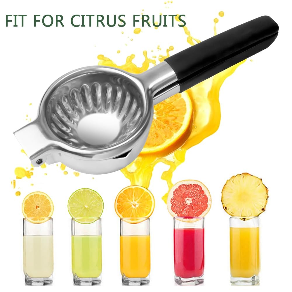 Stainless Steel Lemon Squeezer Lime Lemon and Fruit Juicer with Silicone Hand...