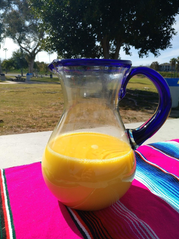 Mexican Glass Pitcher 84oz Hand Blown