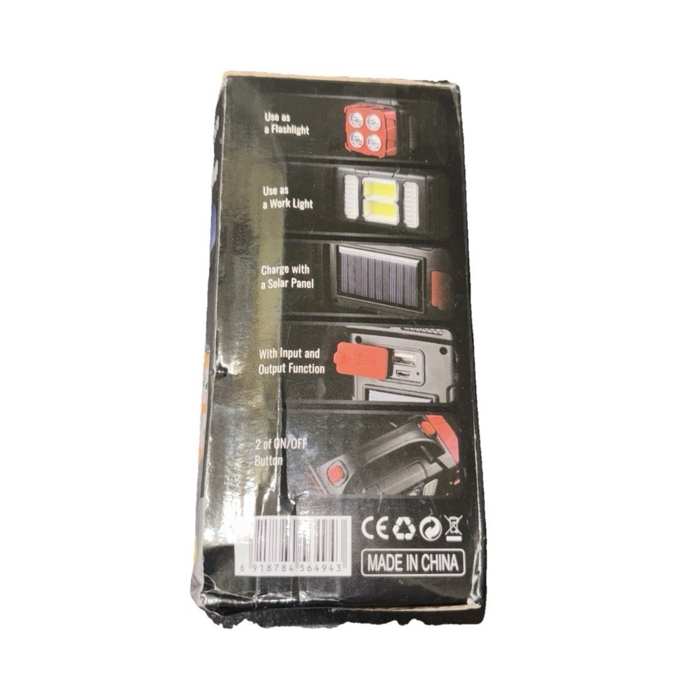 Hurry Bolt Solar/USB Rechargeable Powerful Hand Lamp Work Light HB-2678