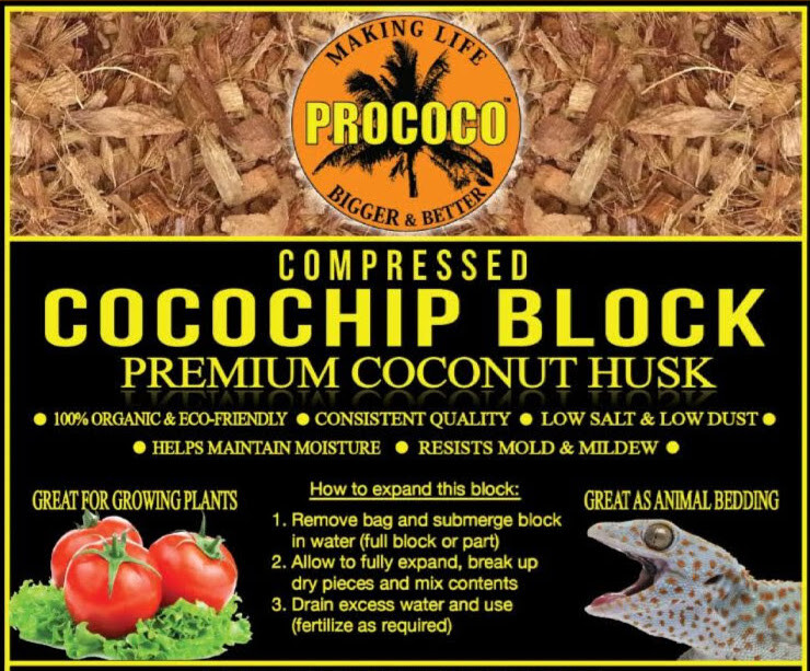 Prococo COCO CHIP - 4 PACK Coco Husk | Organic Coir - Reptile Plants soil