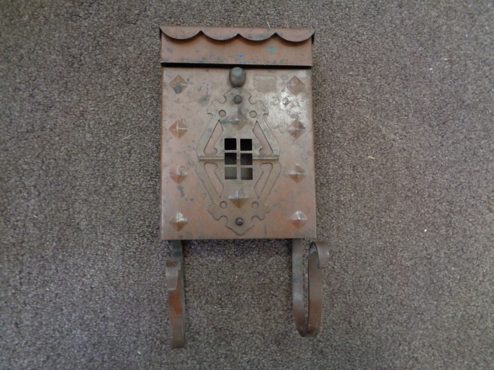 VINTAGE 1940-60s SOLID COPPER MAILBOX UNMOLESTED FRONT SLOT +TOP LIFT+BODY OPENS