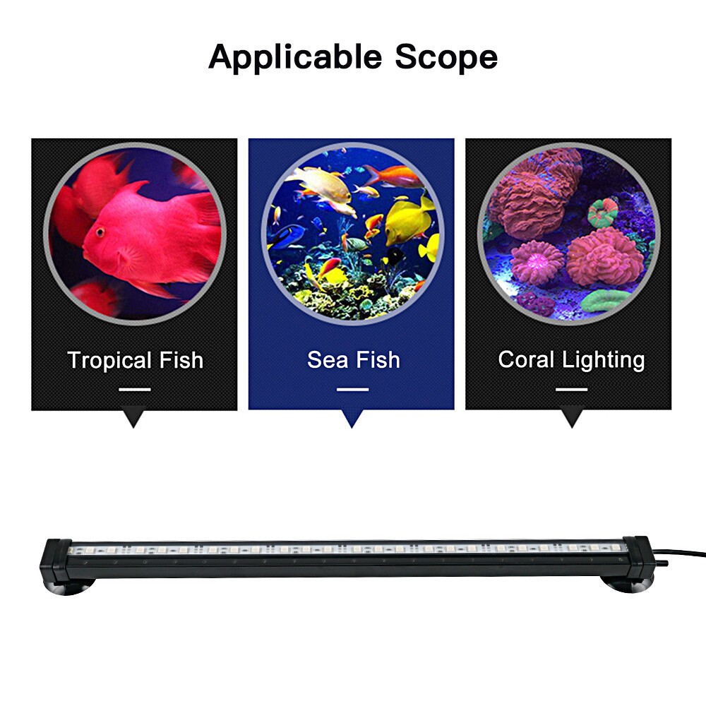 Aquarium Air Bubble LED Light RGB Fish Tank Light Remote Control Waterfall Light