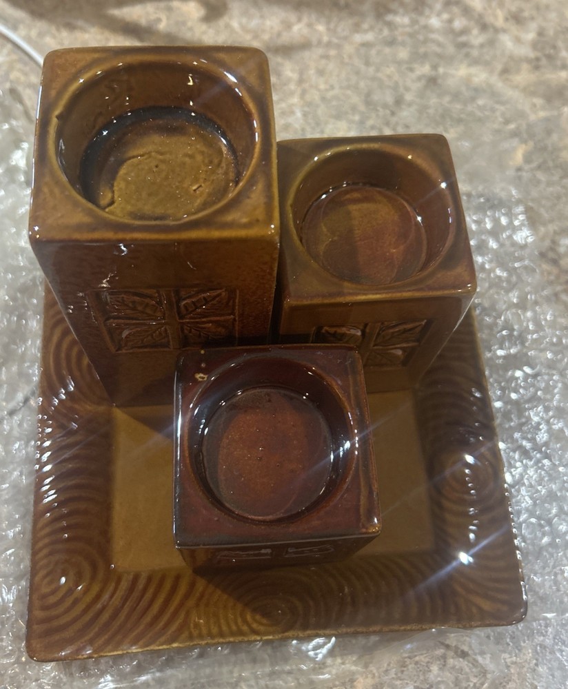 Interior Designs Tealight Candle Holders (3) And Plate