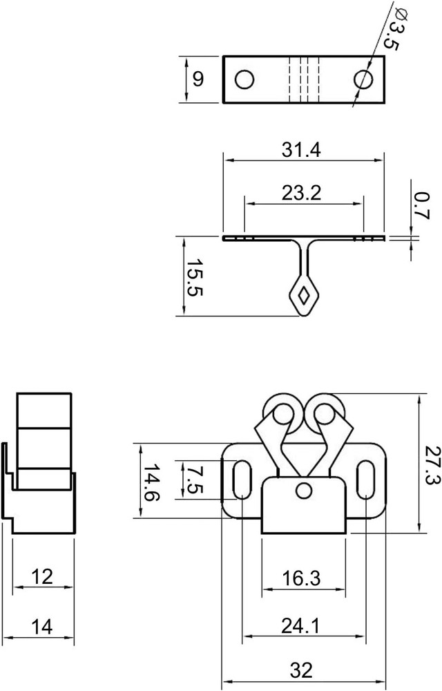 10 Pack Roller Catch Latch Bronze for Cabinet Doors