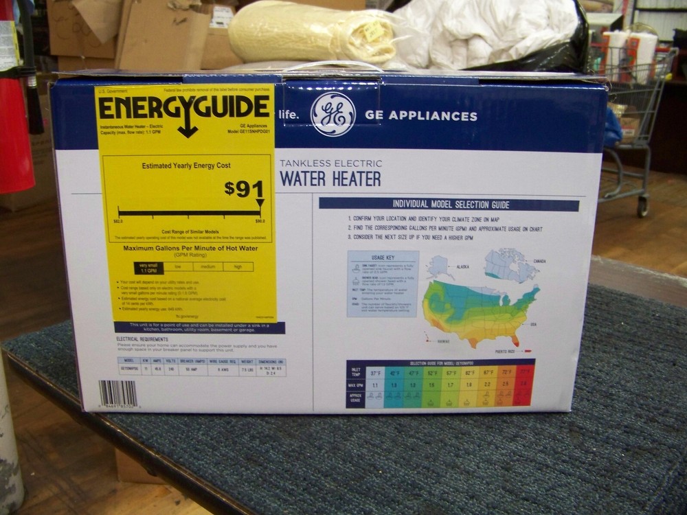 GE Tankless Water Heater Electric Remote Control Touch Screen 11KW 2.5 Gal/Min