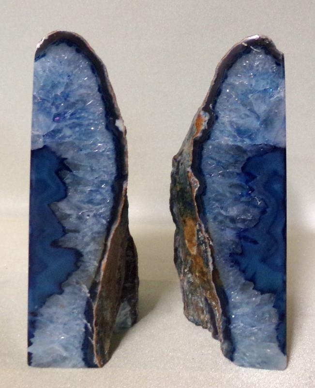 Blue Crystal Geode Bookends