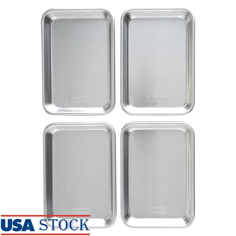 4 Pack Natural Aluminum Baking Sheets 1/8 Size Versatile Kitchen Tools New