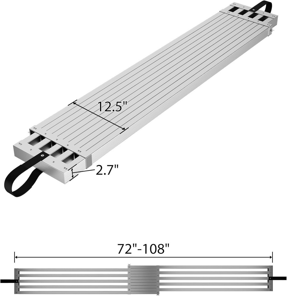 Telescoping Aluminum Work Plank, Adjustable Scaffold Platform & Ladder 440 Lbs