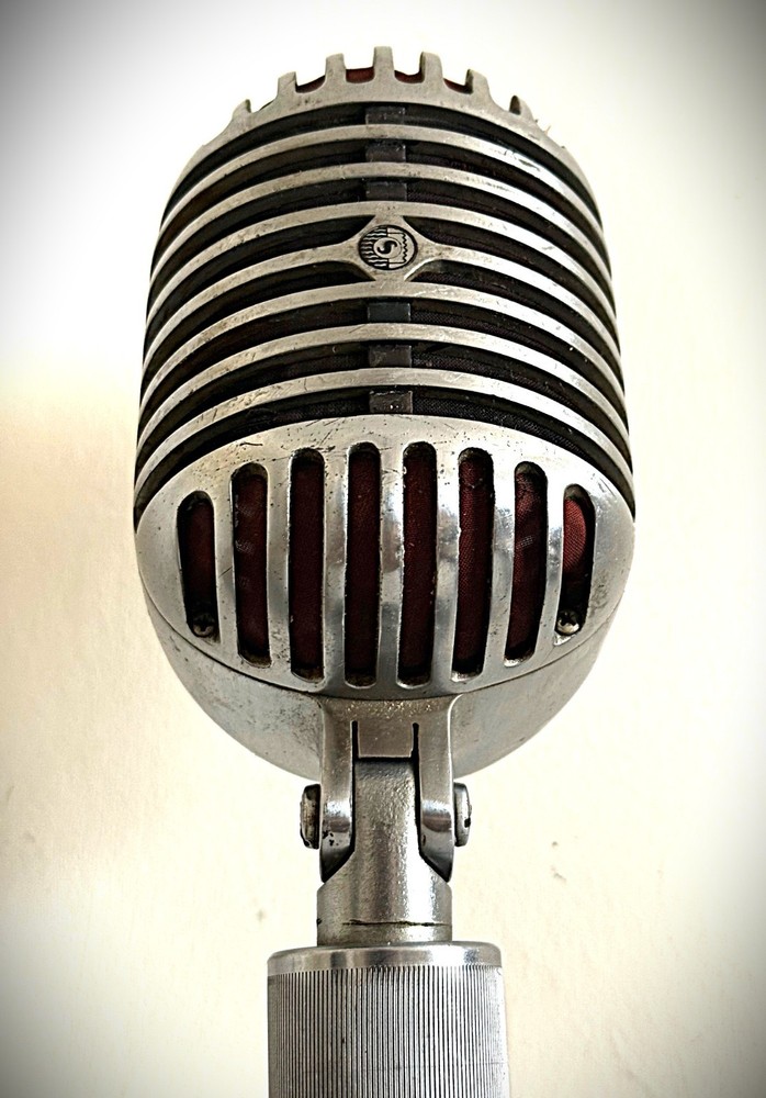 1950's Shure 556B Dynamic Microphone, working, includes adapter cable-stand-HEAR