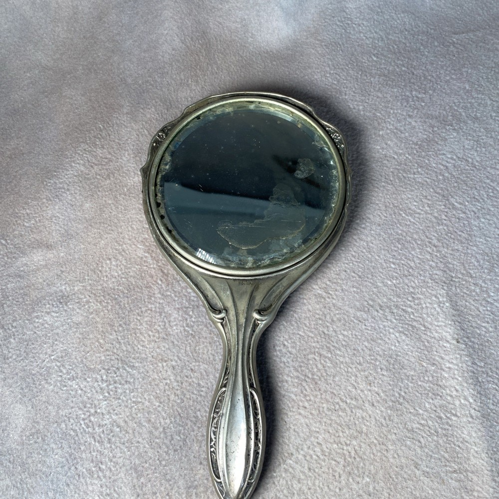 Bristol Silver Handheld Mirror Antique
