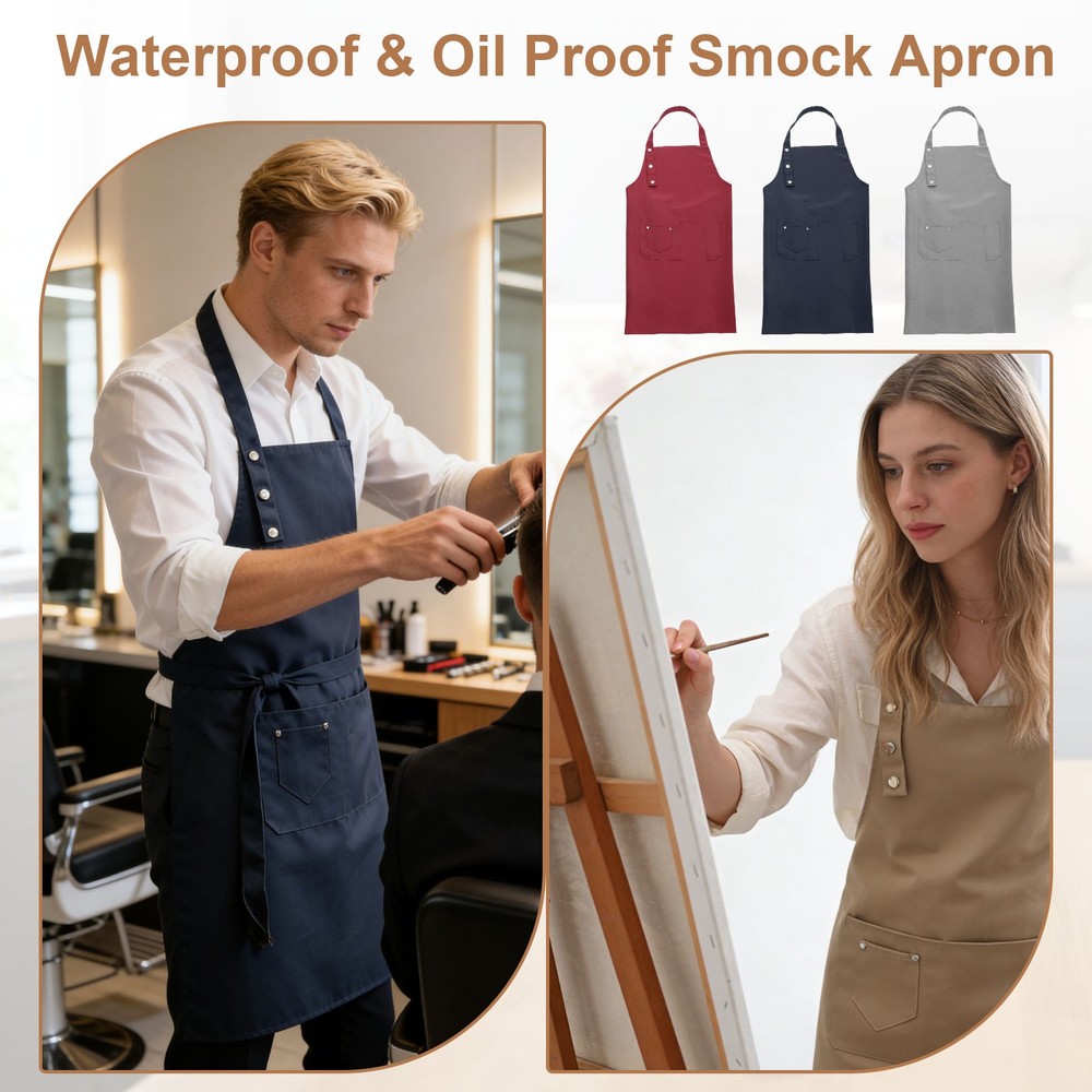 Kitchen Cooking Aprons, Adjustable Neck Strap Apron with Pocket, Orange