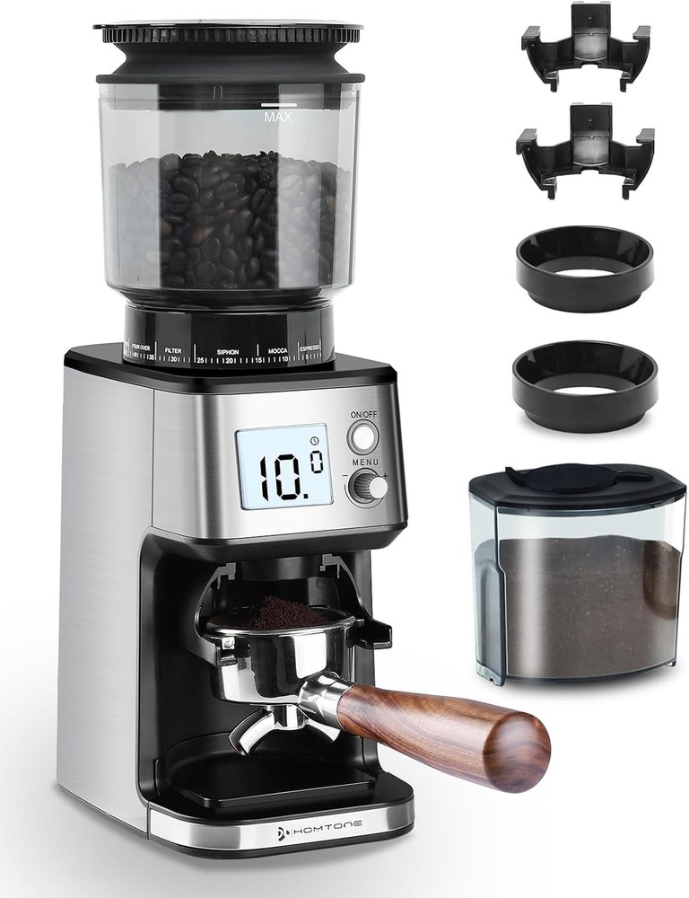 Quiet Conical Burr Espresso Grinder - Hands-Free Automatic Grinding & Easy Clean