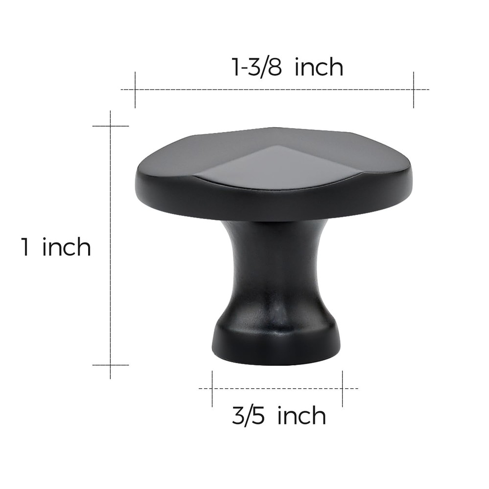 25 Pack Matte Black Round Cabinet Hardware Knobs,Solid Alloy Single Hole Draw...