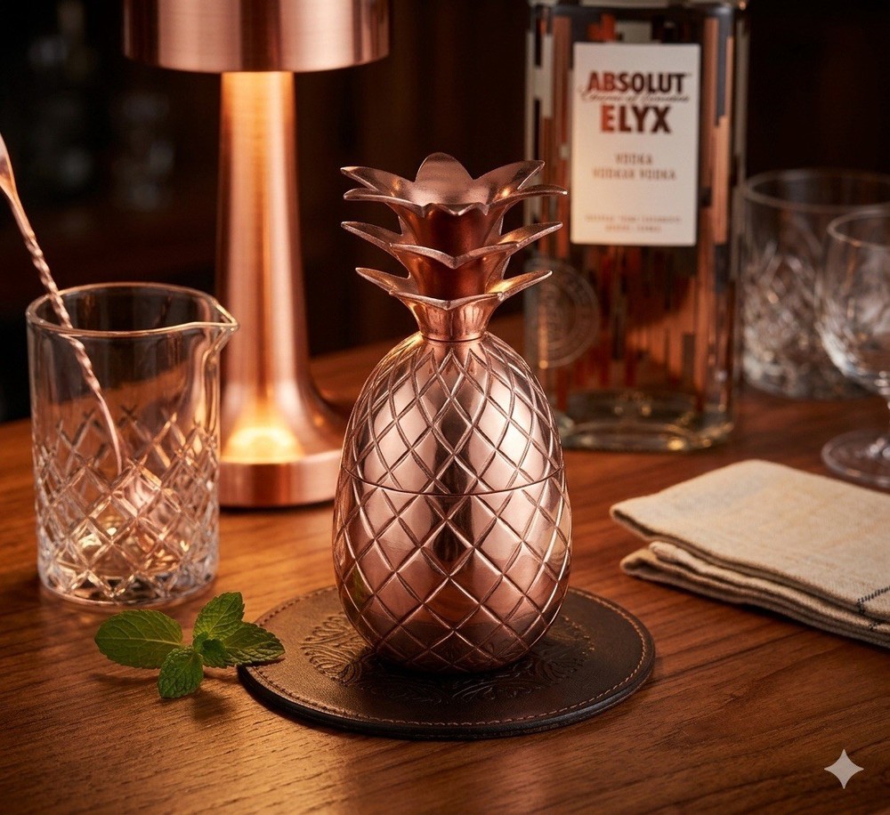 Absolut Elyx Copper Pineapple Shot Glass - Mini 3-3/8" Sip Cup - Solid Barware