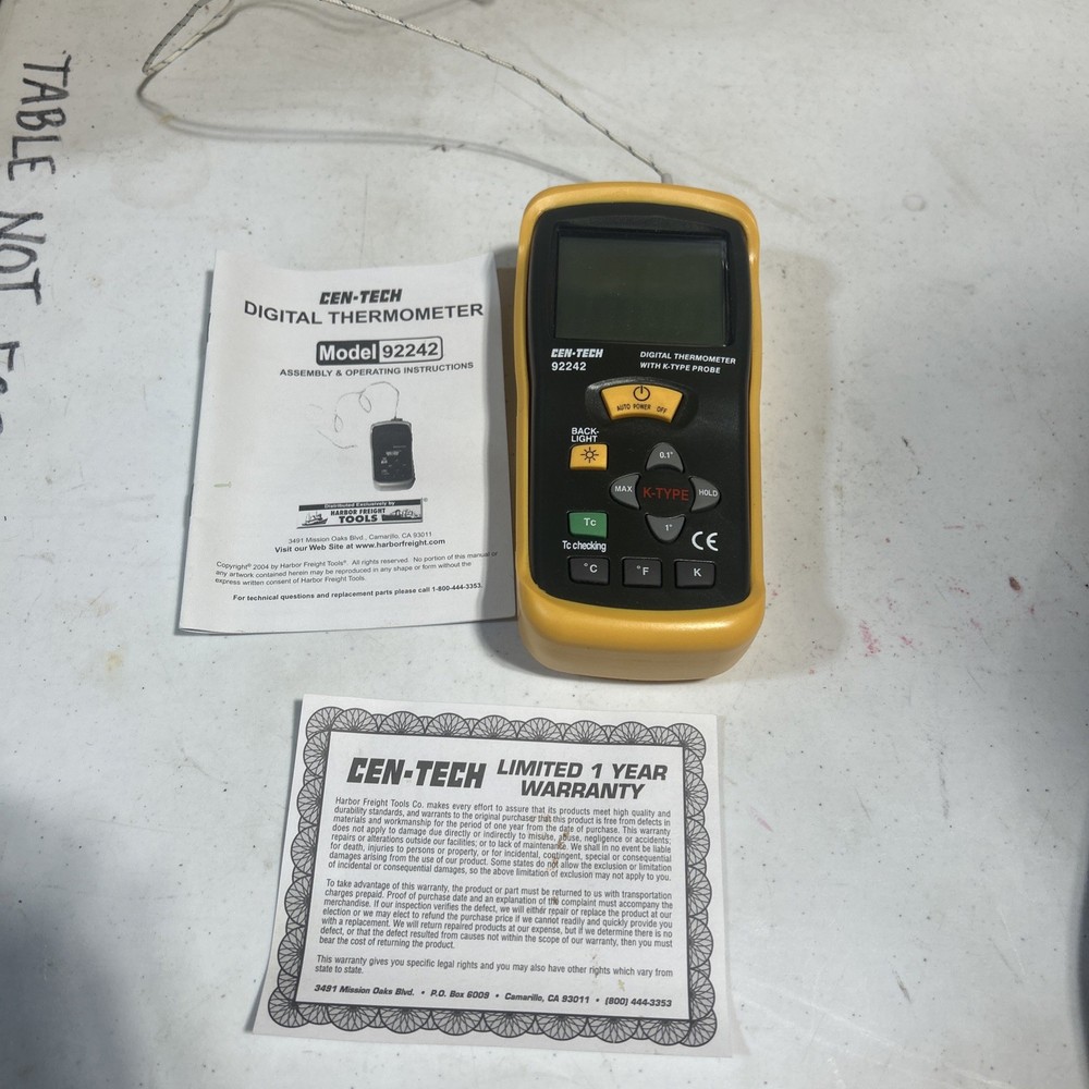 CEN-TECH 92242 digital thermometer with K type probe