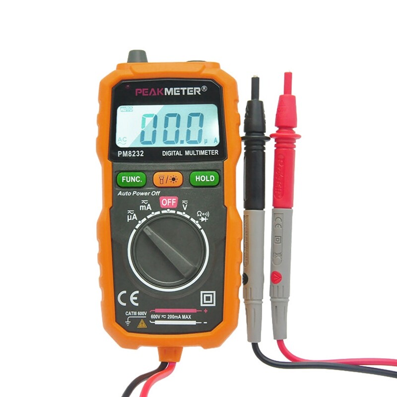 PEAKMETER PM8232 Mini Digital Multimeter NCV AC DC Current Voltage Test Flashlit