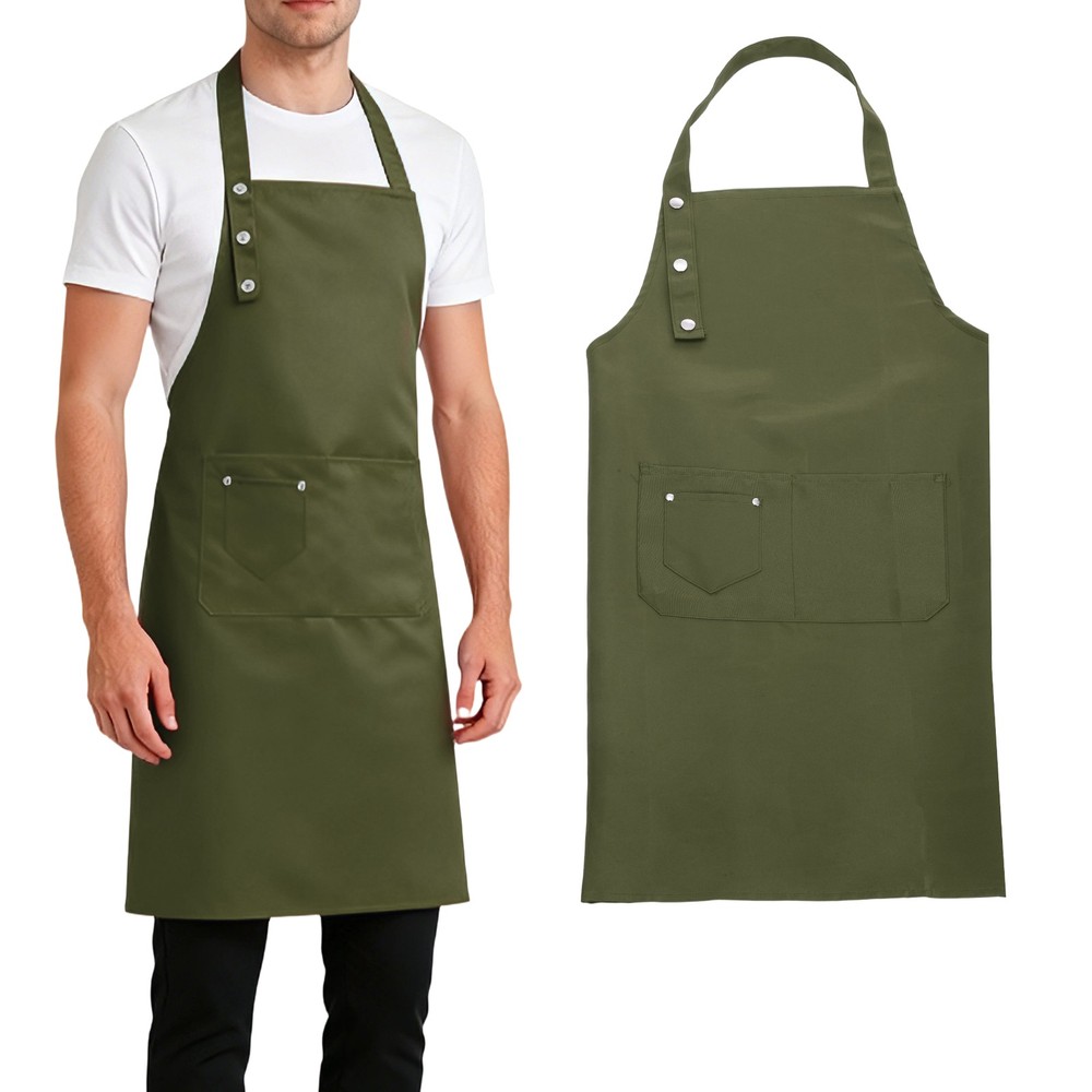 Kitchen Cooking Aprons, Adjustable Neck Strap Apron with Pocket, Green
