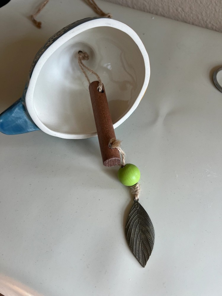 Ceramic Bird wind chimes 5" wide